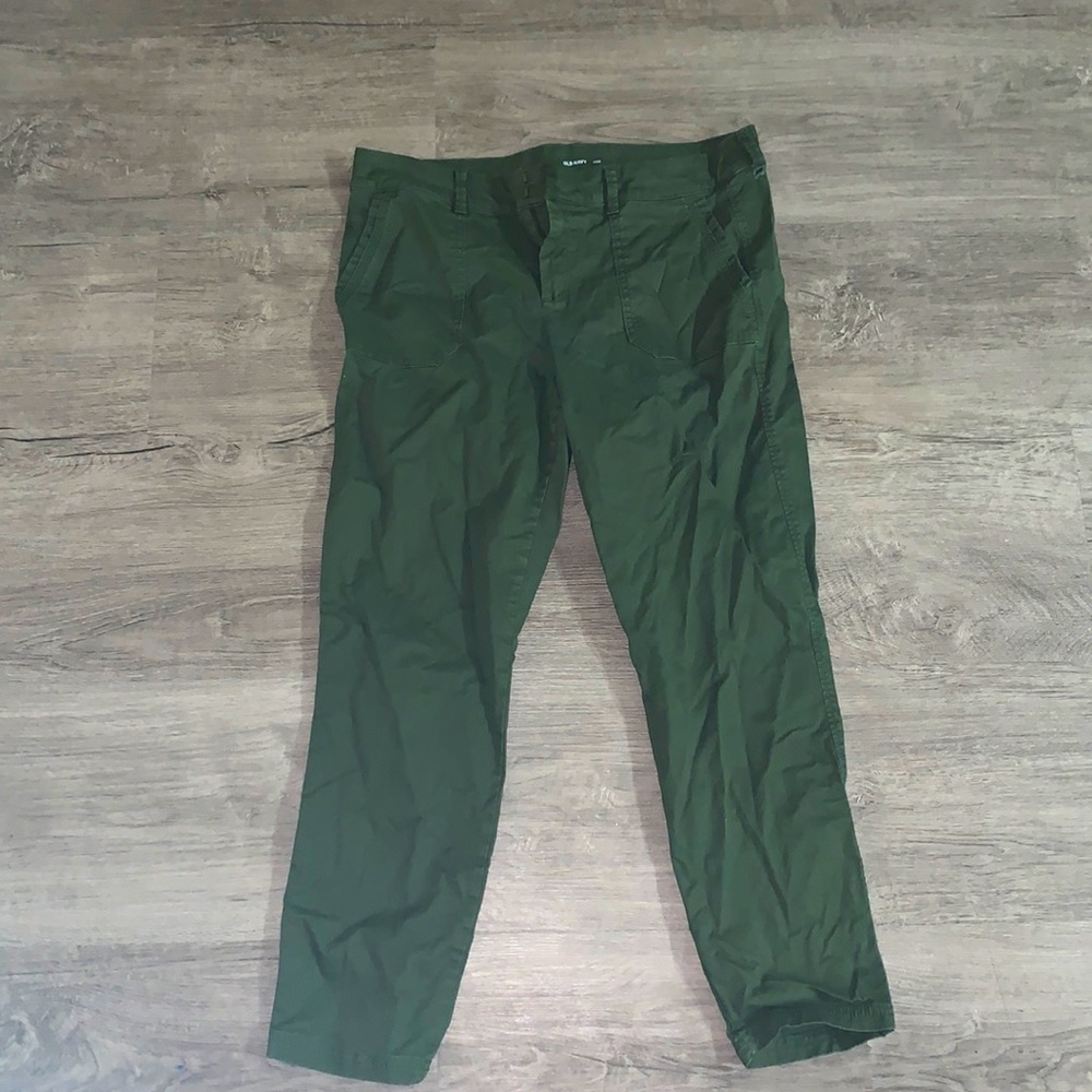 old navy pixie cut olive green jeans
